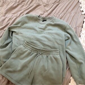 White Fox Green Crewneck, Shorts and Joggers Set